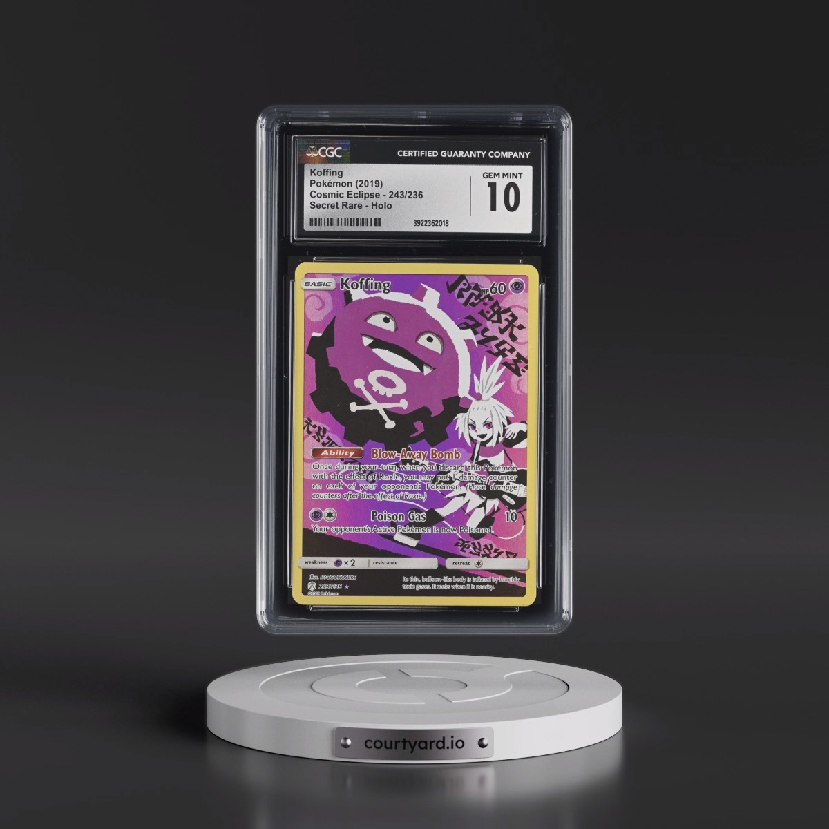 2019 Cosmic Eclipse #243/236 Koffing - Secret Rare Holo (CGC 10 GEM MINT)