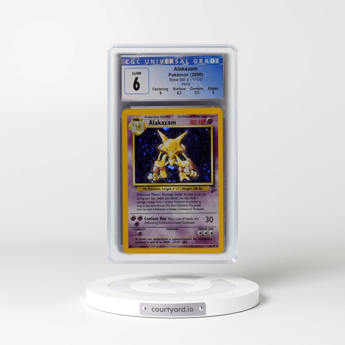 2000 Base Set 2 #1/130 Alakazam - Holo (CGC 6 EX-NM)
