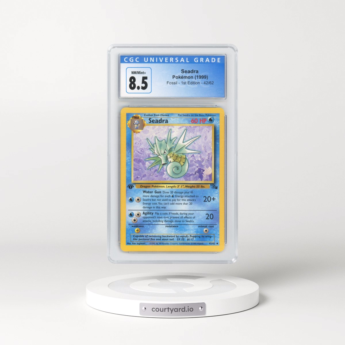 1999 Fossil #42 Seadra - 1st Edition (CGC 8.5 NM-MT+)