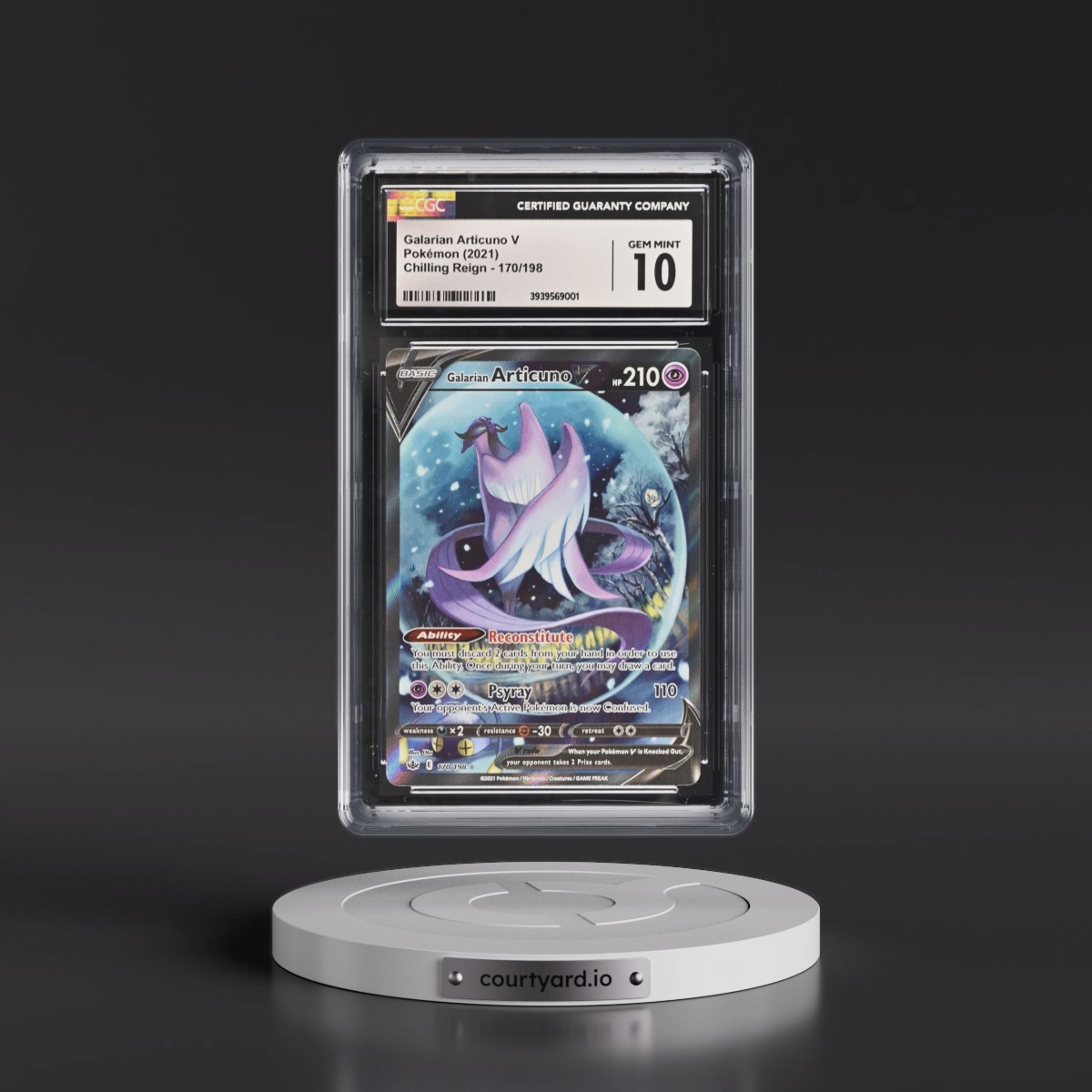 2021 Chilling Reign Galarian Articuno V - Ultra Rare Holo #170/198 CGC 10