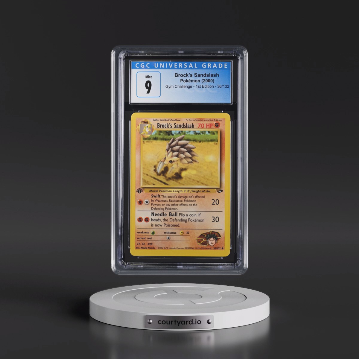 2000 Gym Challenge #36/132 Brock's Sandslash - 1st Edition 1st Edition (CGC 9 MINT)