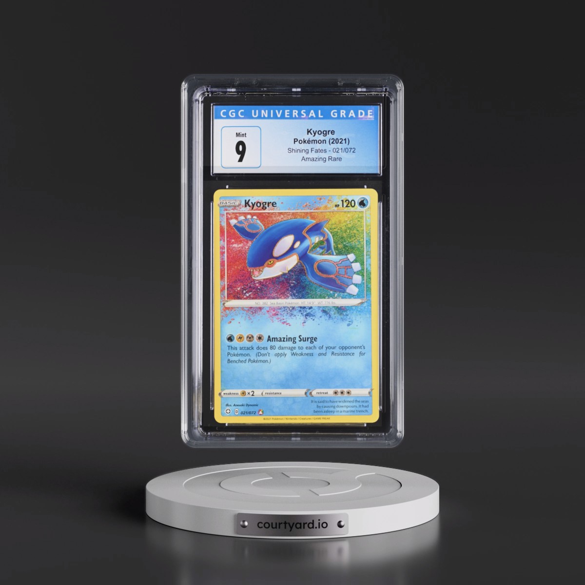 2021 Shining Fates #021/072 Kyogre - Amazing Rare Holo (CGC 9 MINT)