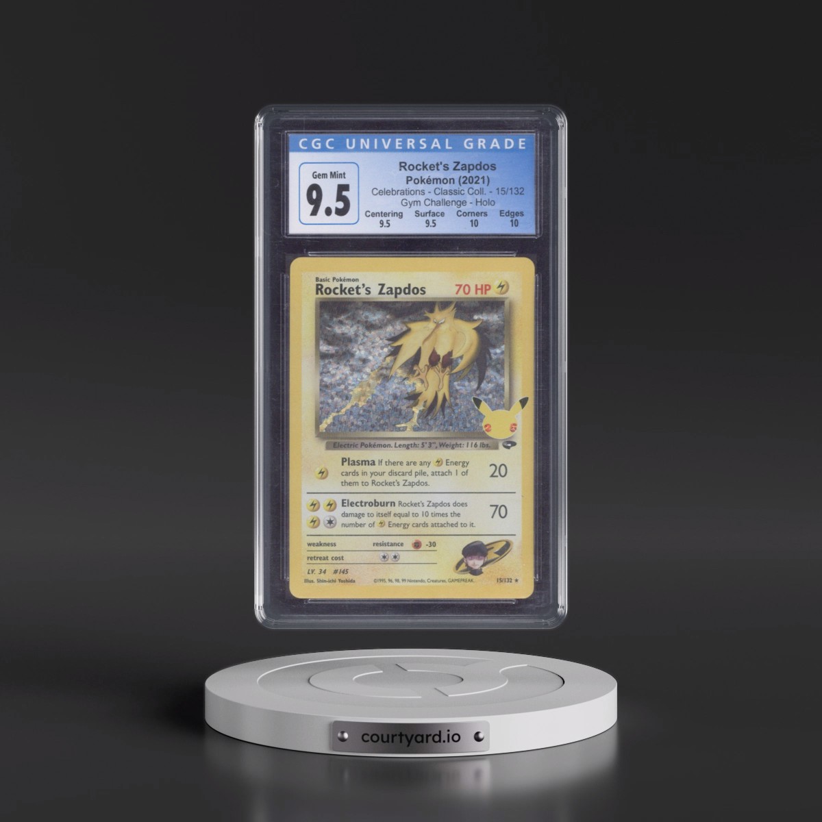 2021 Celebrations - Classic Collection #15/132 Rocket's Zapdos - Gym Challenge Holo (CGC 10 GEM MINT)