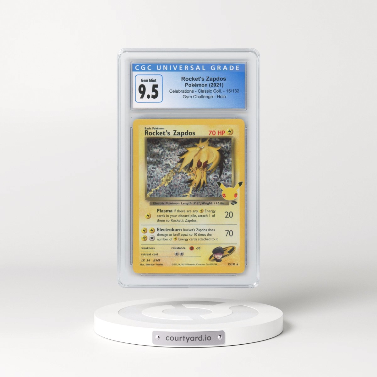 2021 Celebrations - Classic Collection #15/132 Rocket's Zapdos - Gym Challenge Holo (CGC 10 GEM MINT)