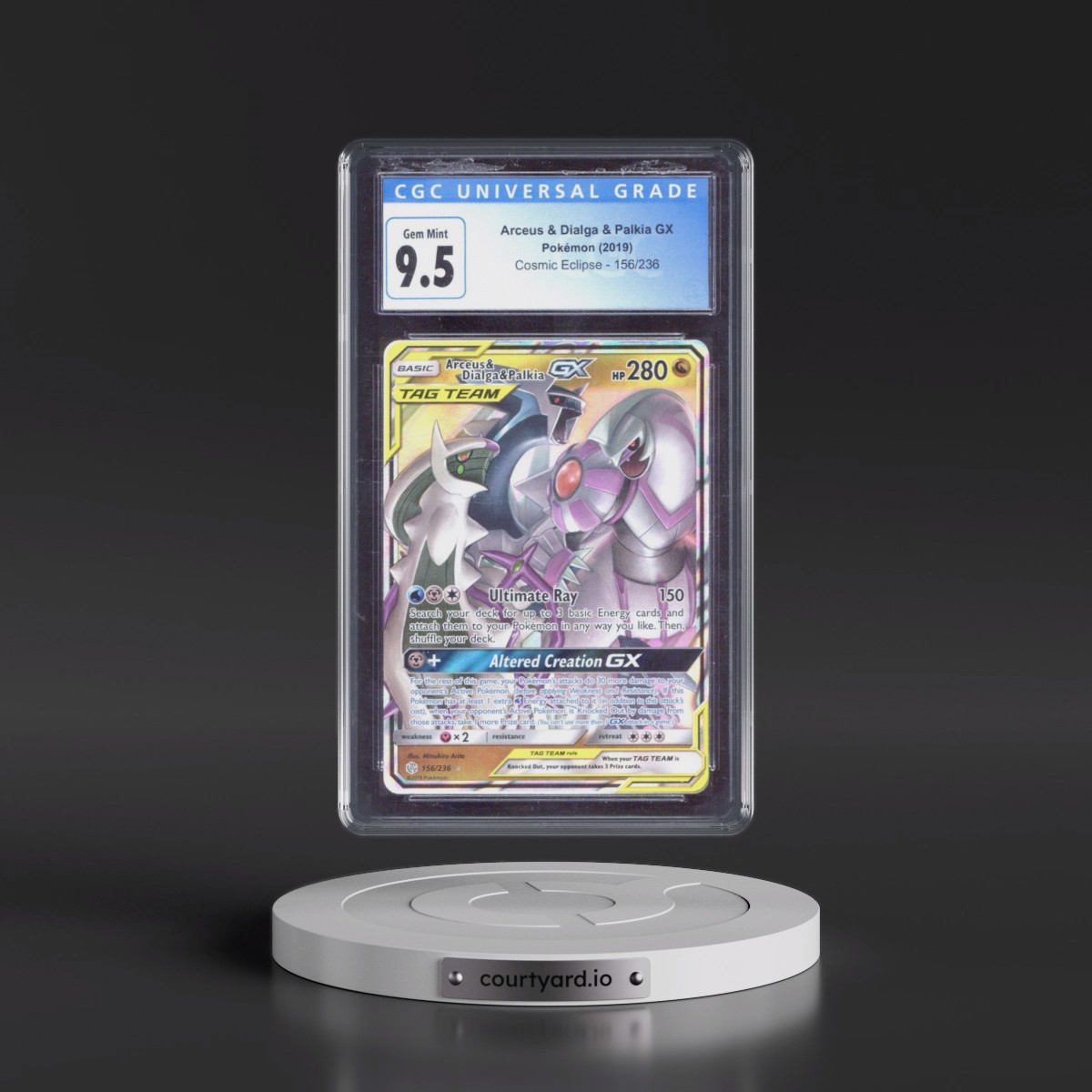 2019 Cosmic Eclipse #156/236 Arceus & Dialga & Palkia GX - Holo (CGC 10 GEM MINT)