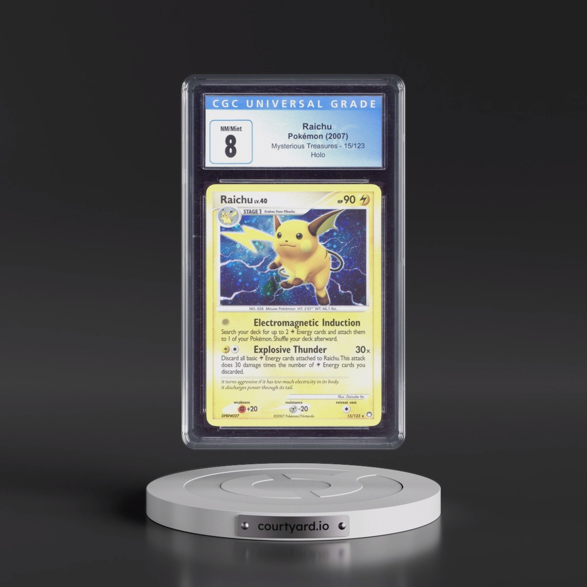 2007 Mysterious Treasures #15/123 Raichu - Holo (CGC 8 NM-MT)