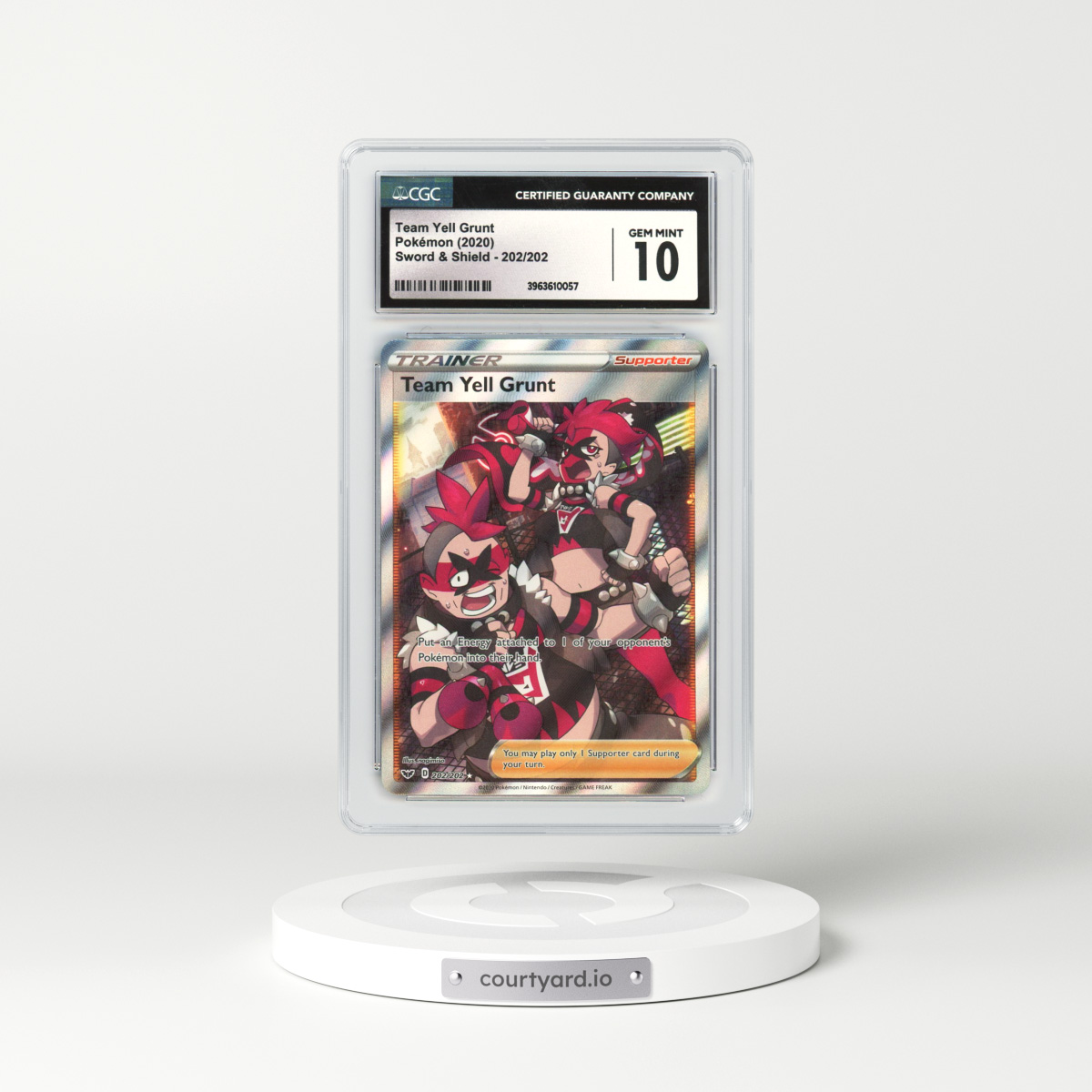 2020 Sword & Shield #202 Team Yell Grunt - Full Art Holo (CGC 10 GEM MINT)