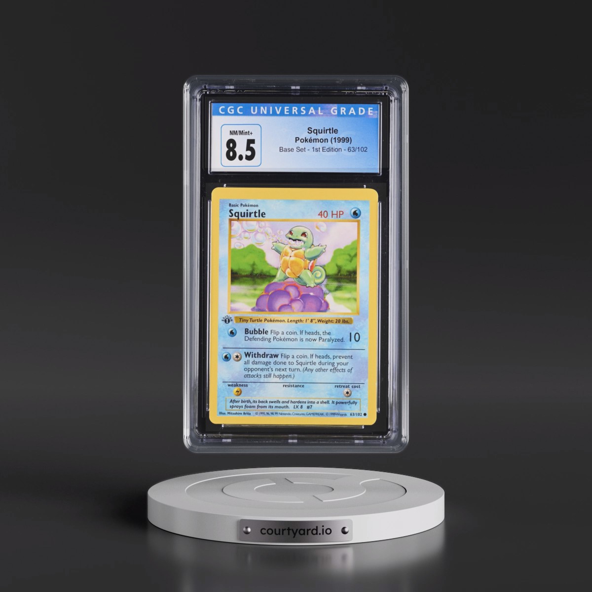 1999 Base Set #63/102 Squirtle - 1st Edition 1st Edition (CGC 8.5 NM-MT+)