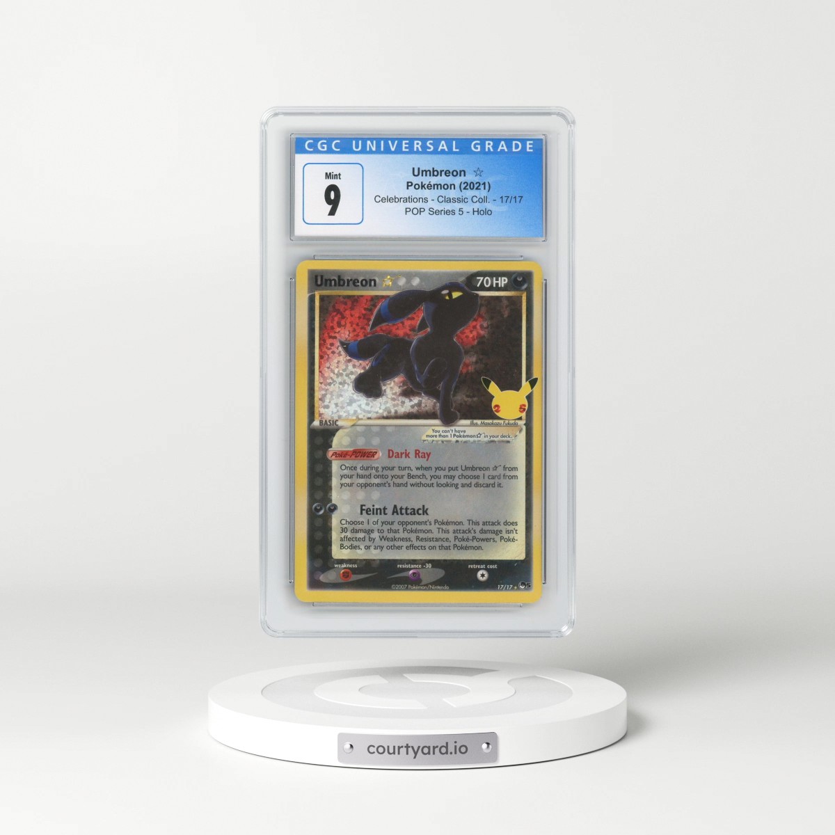 2021 Celebrations - Classic Collection #17/17 Umbreon ☆ - POP Series 5 Holo (CGC 9 MINT)