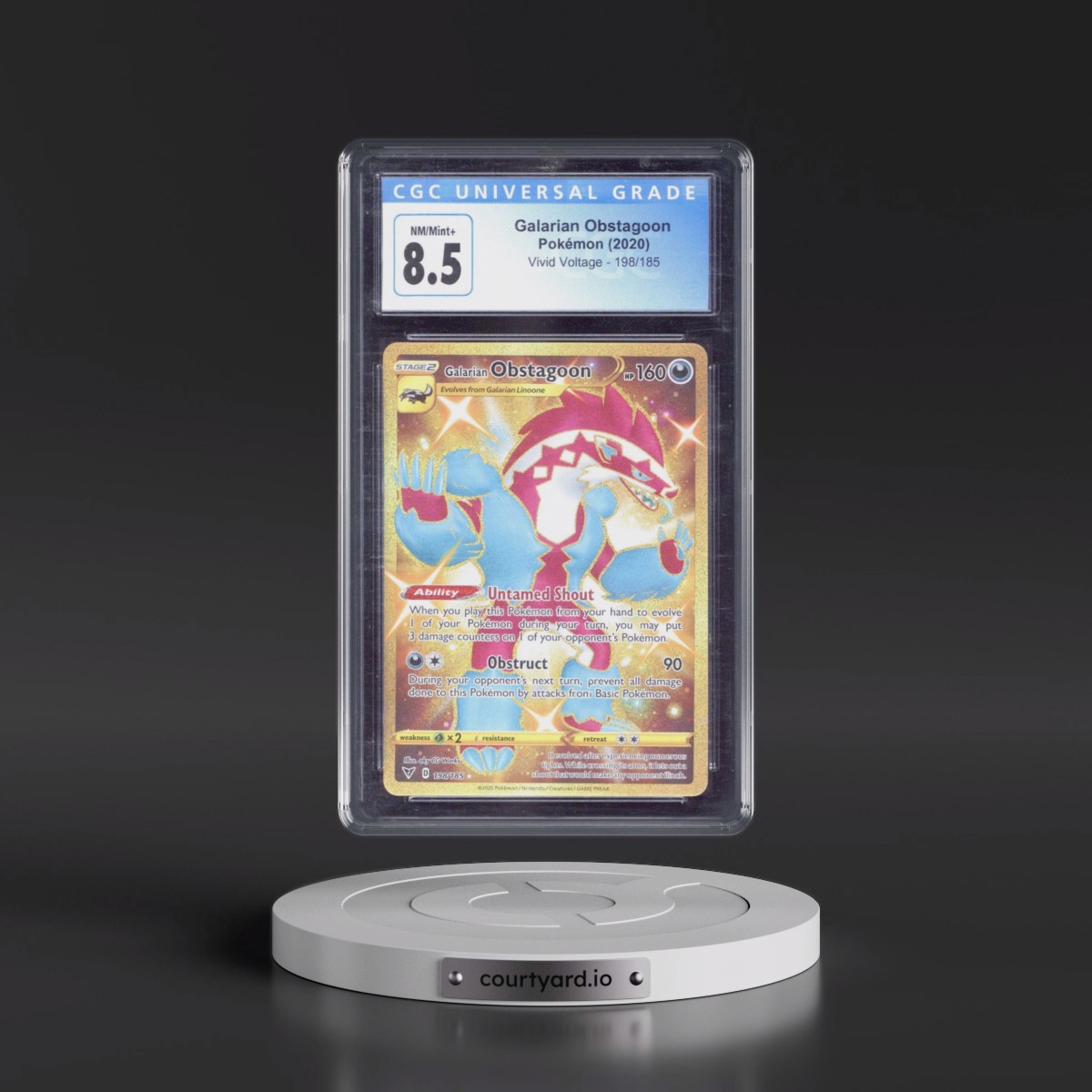 2020 Vivid Voltage #198/185 Galarian Obstagoon - Secret Rare Holo (CGC 8.5 NM-MT+)