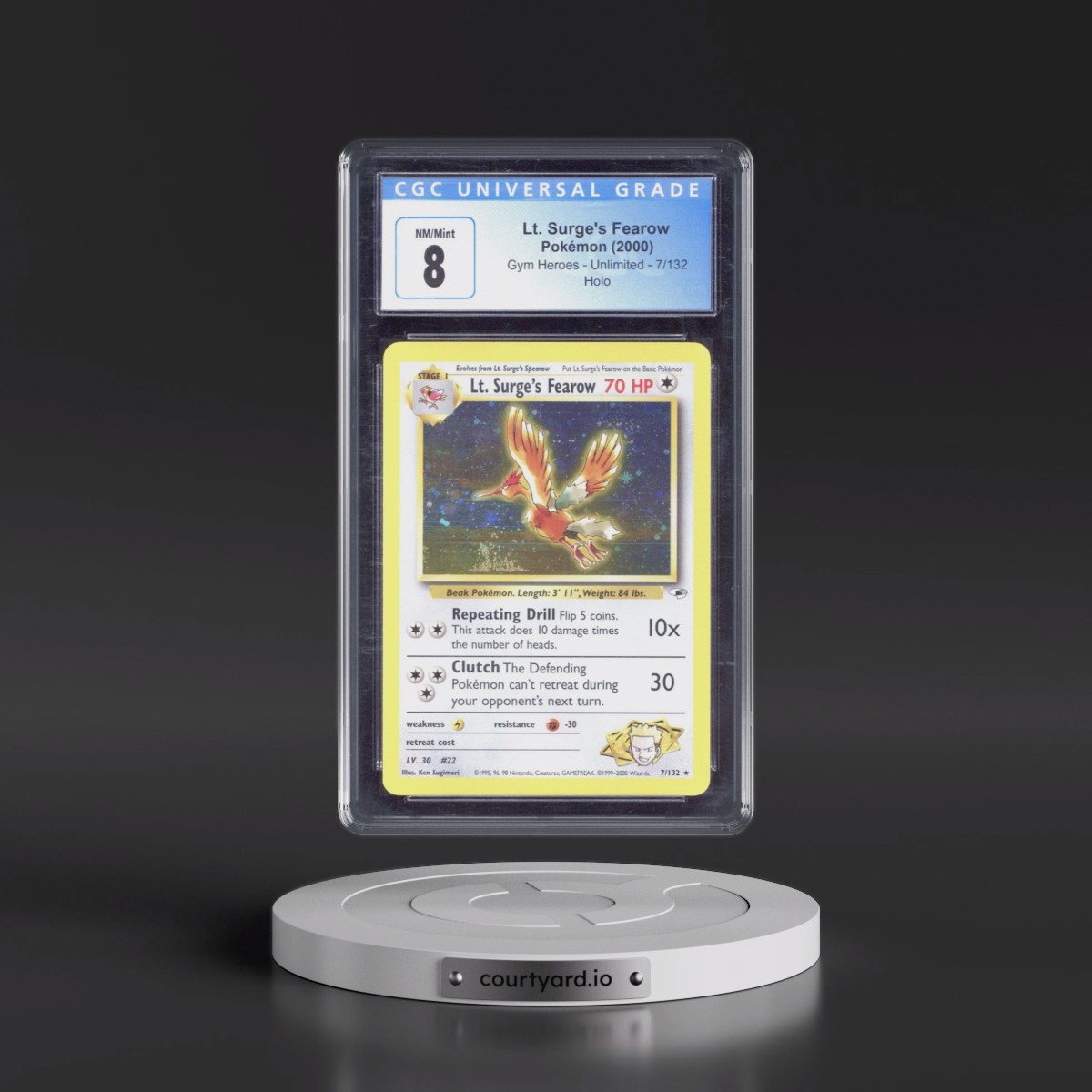 2000 Gym Heroes #7/132 Lt. Surge's Fearow - Holo (CGC 8 NM-MT)