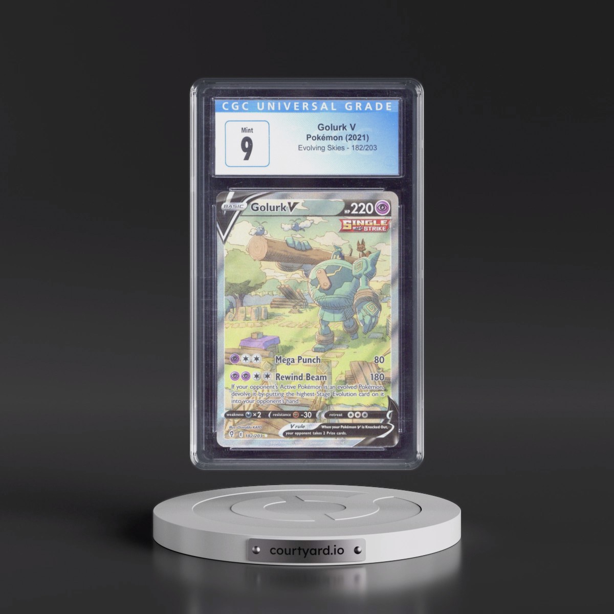 2021 Evolving Skies #182/203 Golurk V - Ultra Rare Holo (CGC 9 MINT)