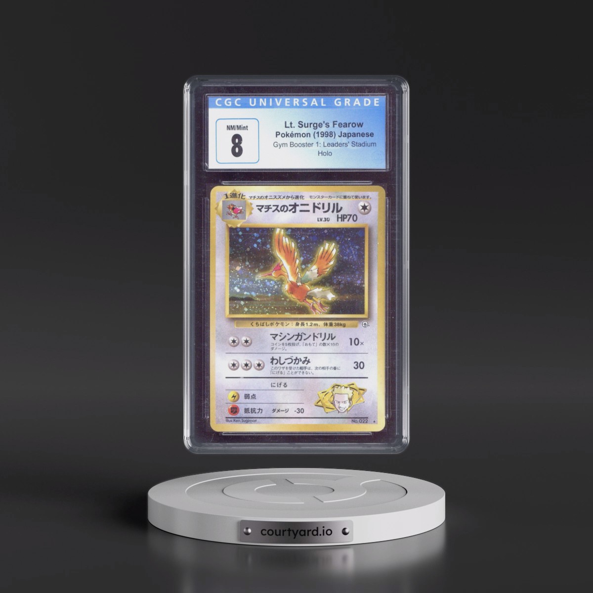 1998 Gym Booster 1: Leaders' Stadium Lt. Surge's Fearow - Holo CGC 8