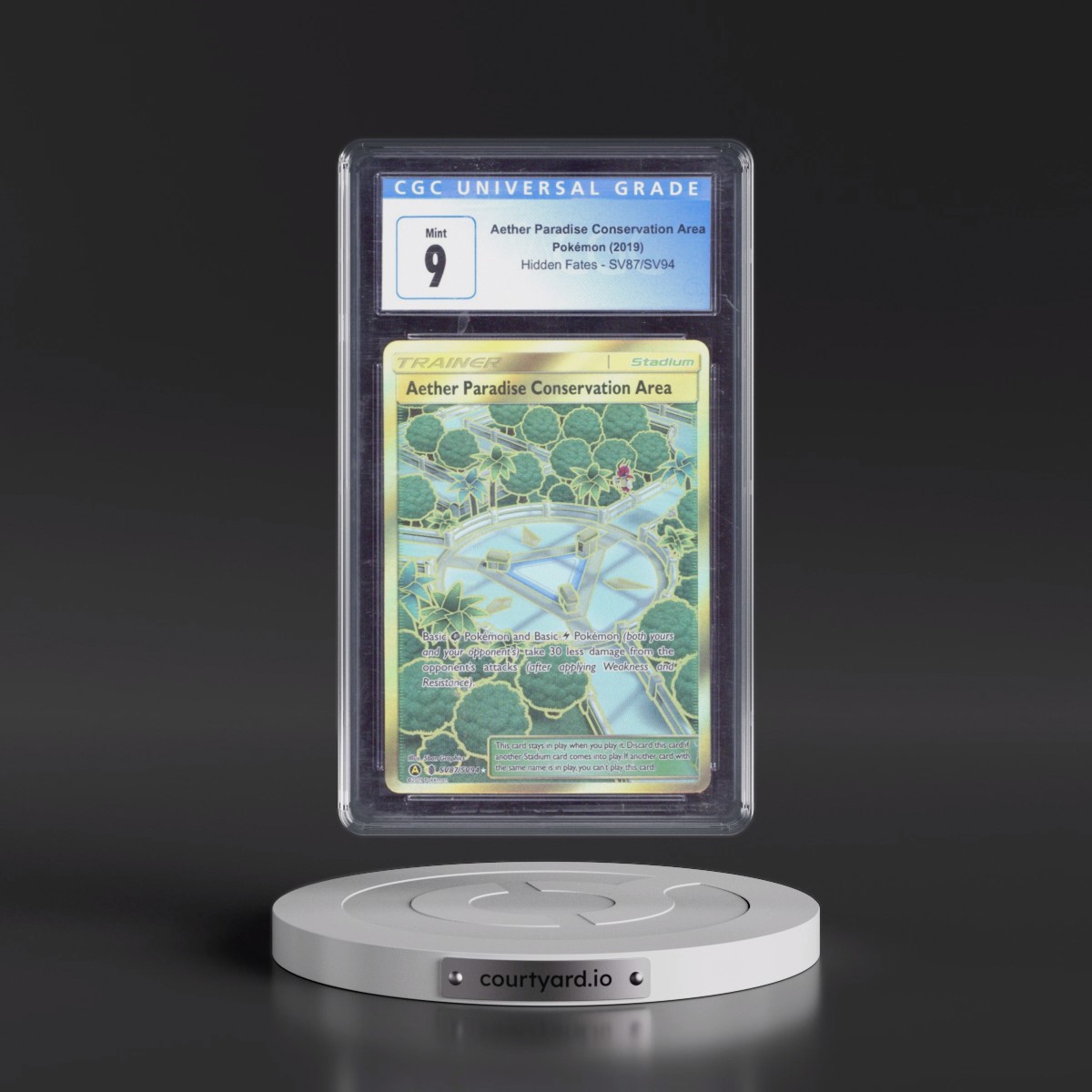 2019 Hidden Fates #SV87/SV94 Aether Paradise Conservation Area - Shiny Vault Holo (CGC 9 MINT)