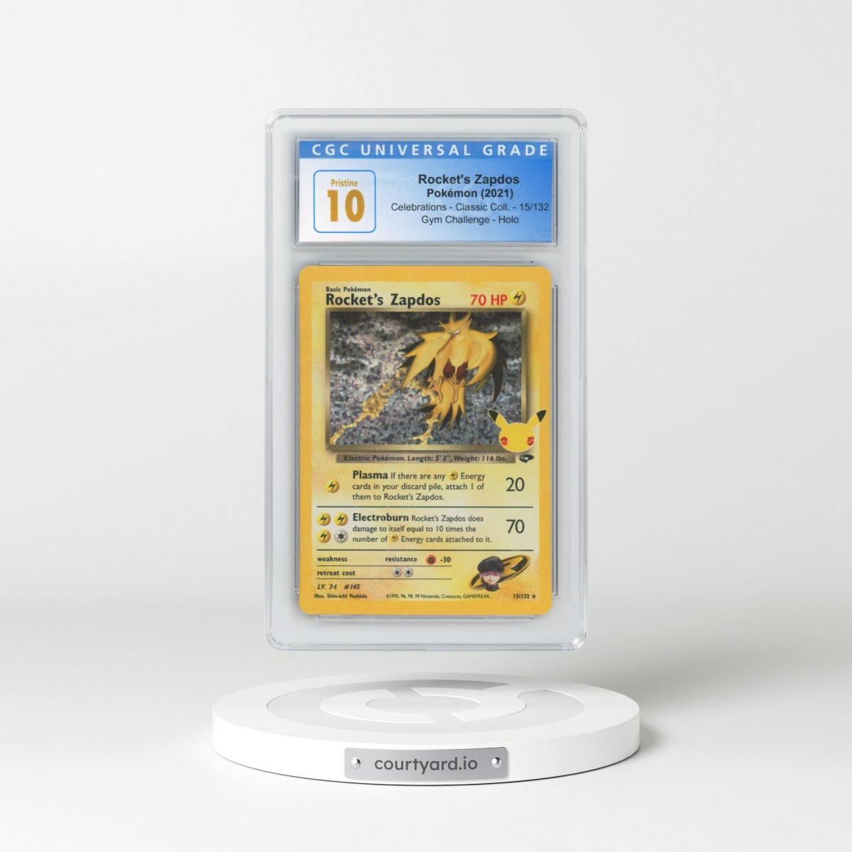 2021 Celebrations - Classic Collection #15/132 Rocket's Zapdos - Gym Challenge Holo (CGC 10 PRISTINE)