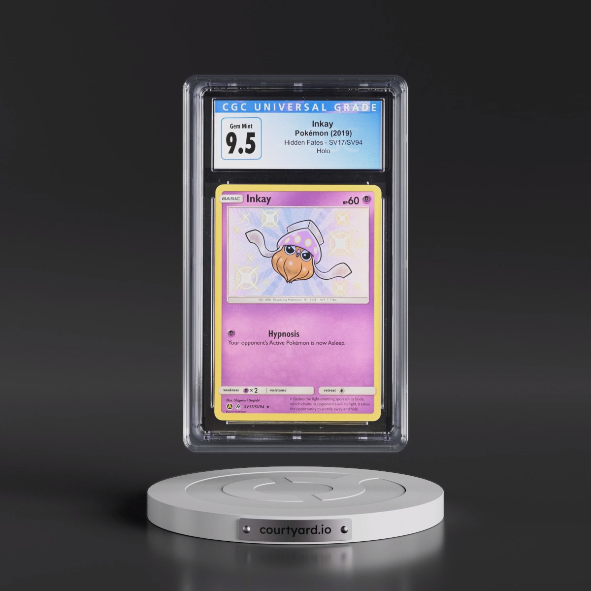 2019 Hidden Fates #SV17/SV94 Inkay - Shiny Vault Holo (CGC 10 GEM MINT)