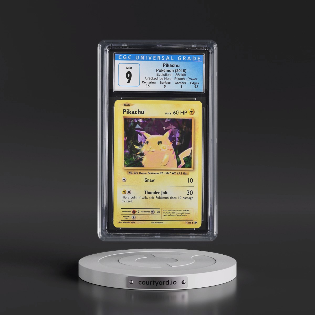 2016 Evolutions #35/108 Pikachu - Pikachu Power Deck (Cracked Ice Holo) (CGC 9 MINT)