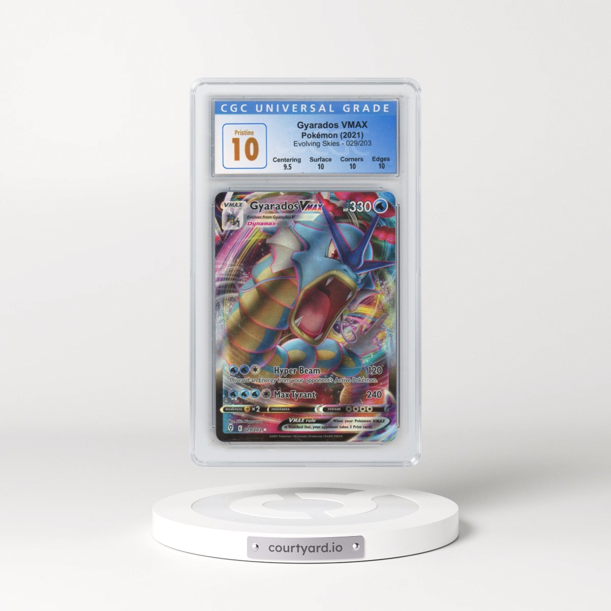 2021 Pokémon Sword & Shield Evolving Skies #029 Gyarados Vmax - Full Art (CGC 10 PRISTINE)