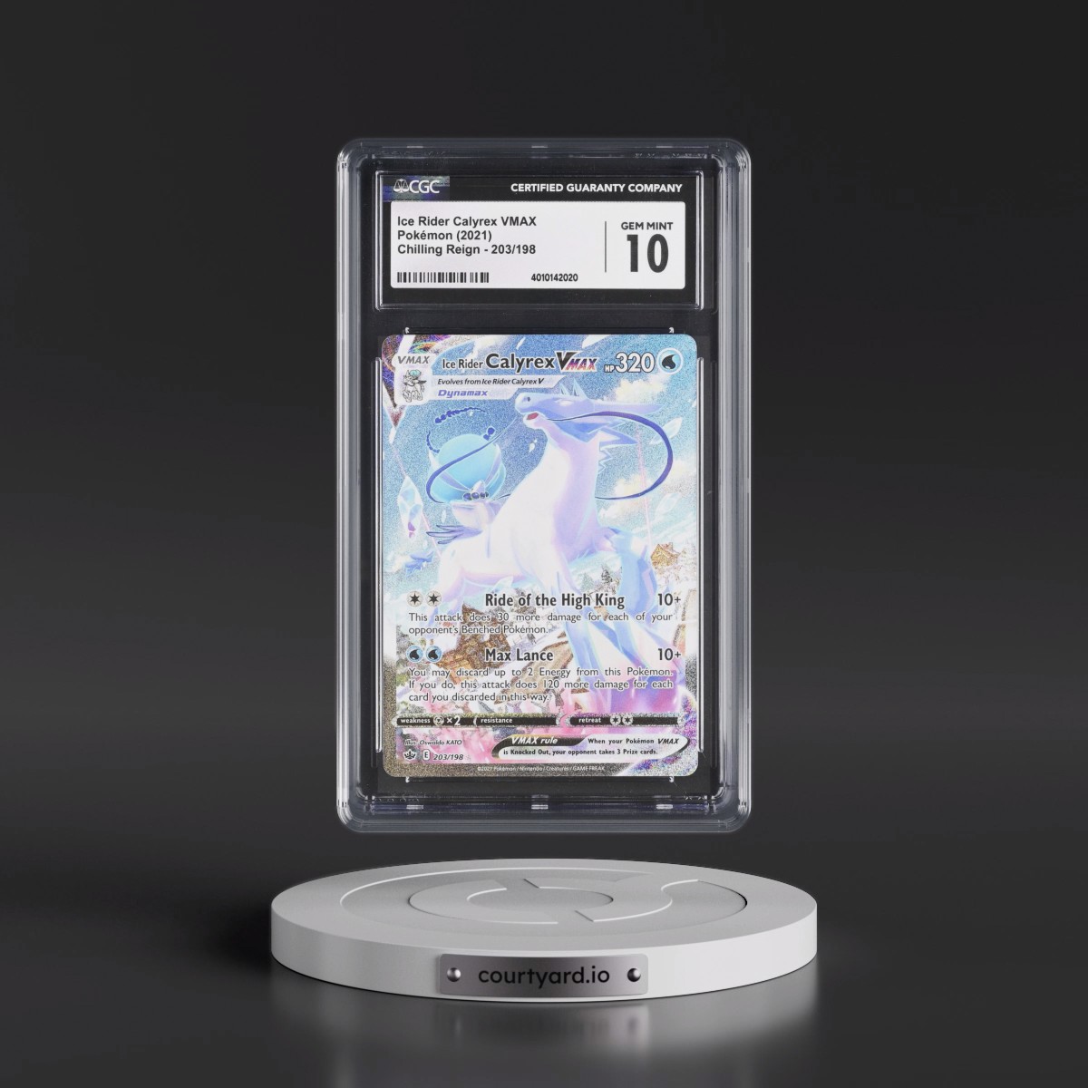 2021 Chilling Reign #203/198 Ice Rider Calyrex VMAX - Secret Rare Holo (CGC 10 GEM MINT)