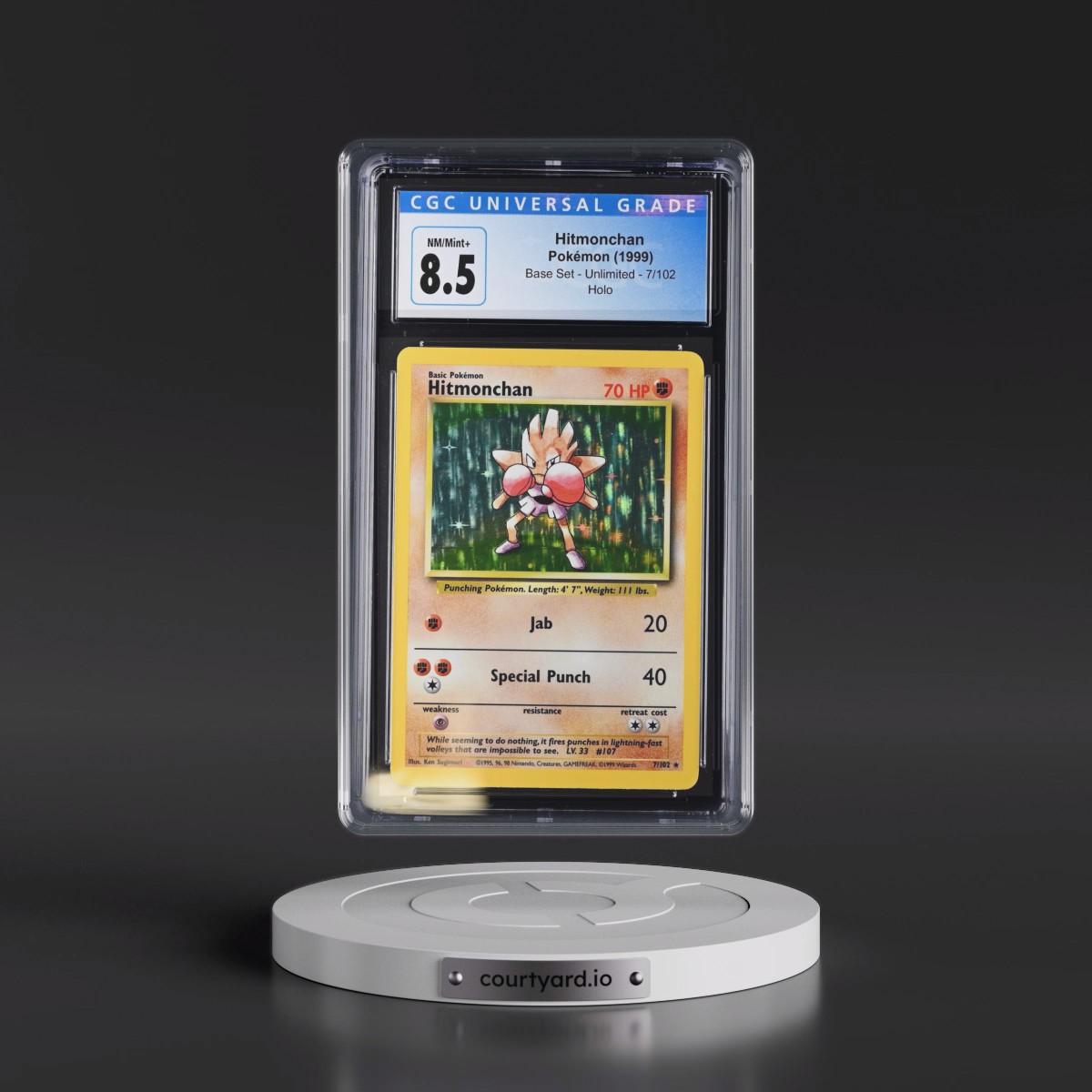 1999 Base Set #7/102 Hitmonchan - Holo (CGC 8.5 NM-MT+)
