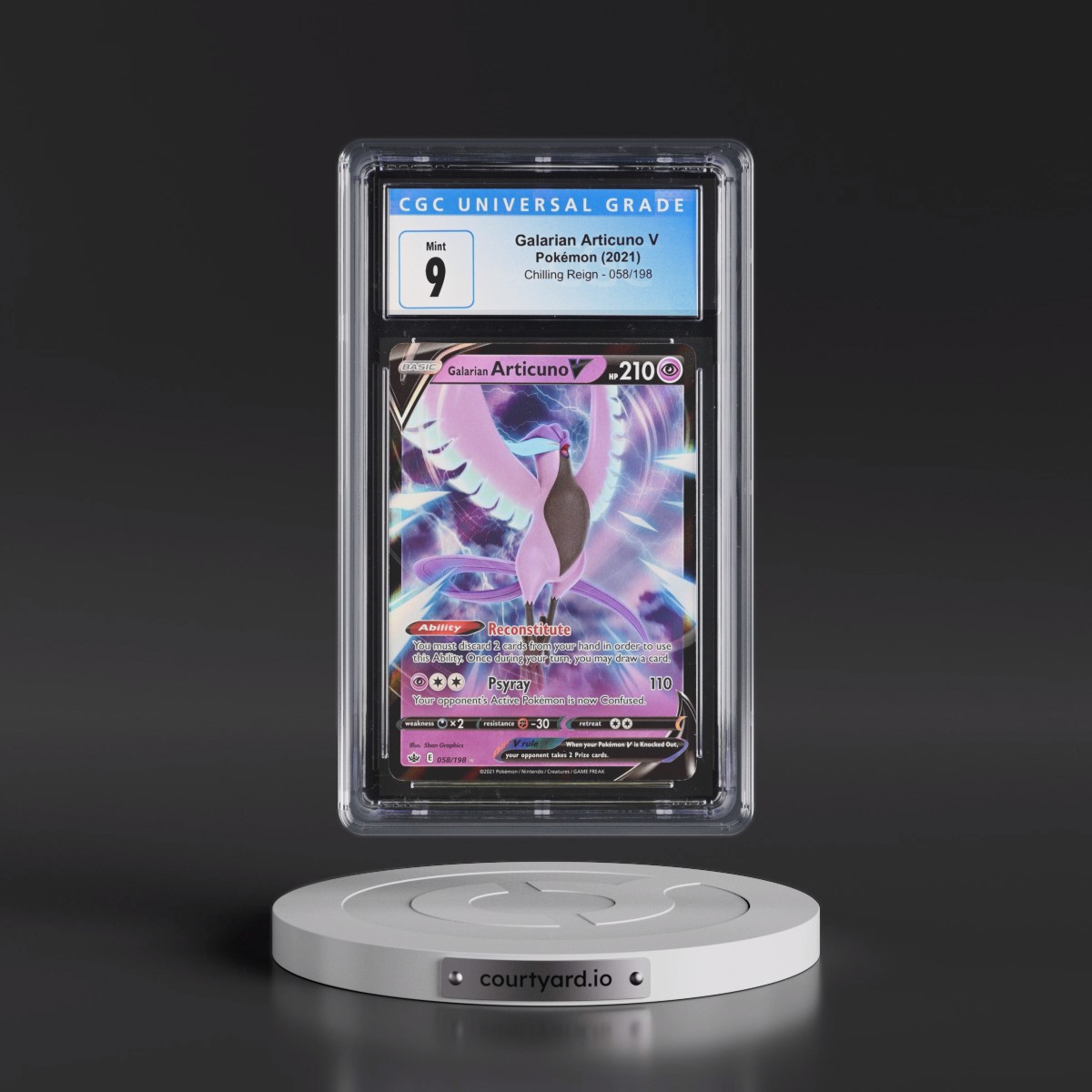 2021 Chilling Reign #058/198 Galarian Articuno V - Holo (CGC 9 MINT)