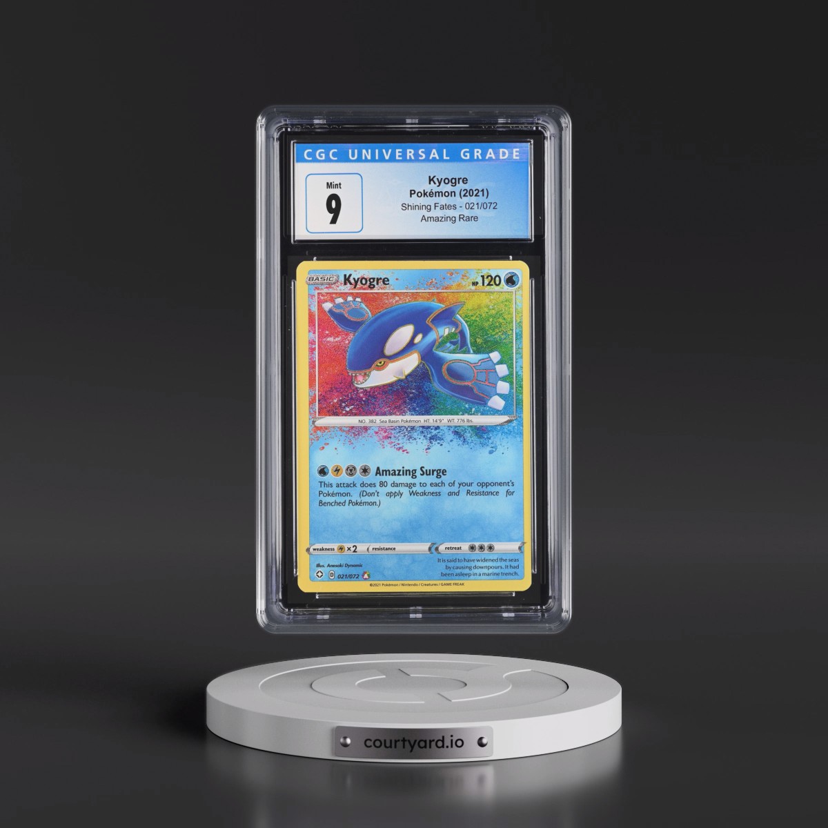 2021 Shining Fates #021/072 Kyogre - Amazing Rare Holo (CGC 9 MINT)