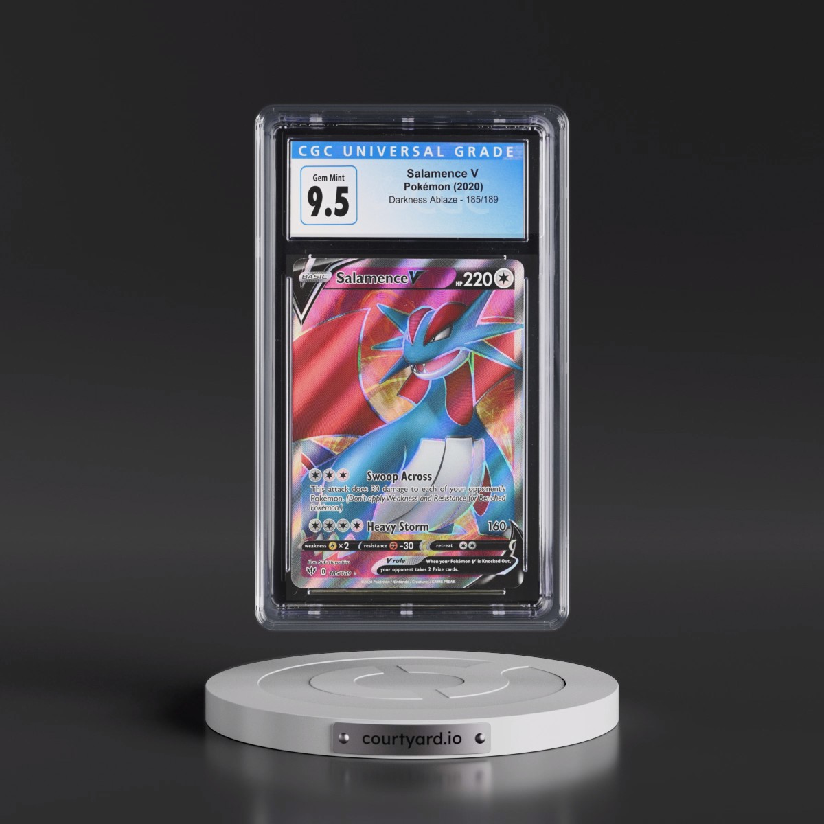 2020 Darkness Ablaze #185/189 Salamence V - Ultra Rare Holo (CGC 10 GEM MINT)