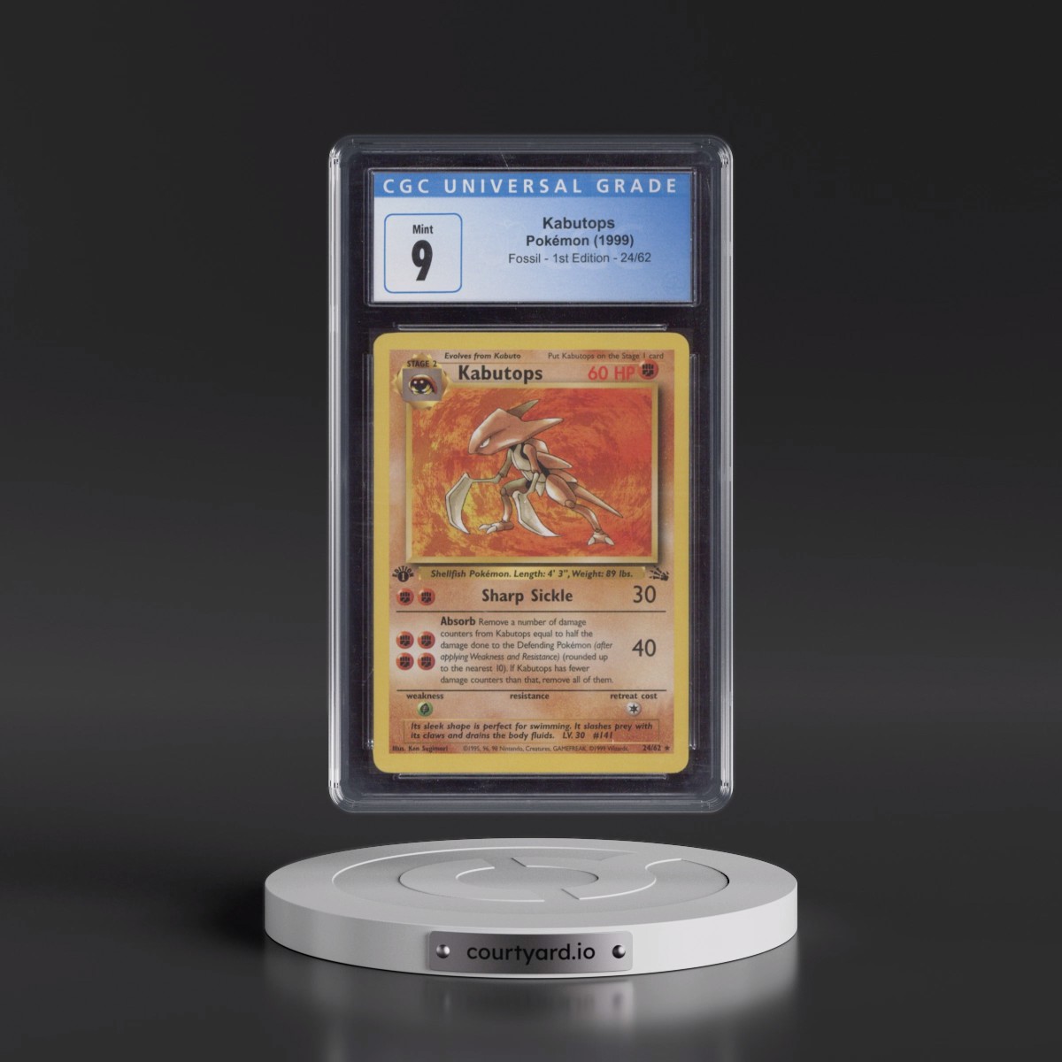 1999 Fossil #24/62 Kabutops - 1st Edition 1st Edition (CGC 9 MINT)