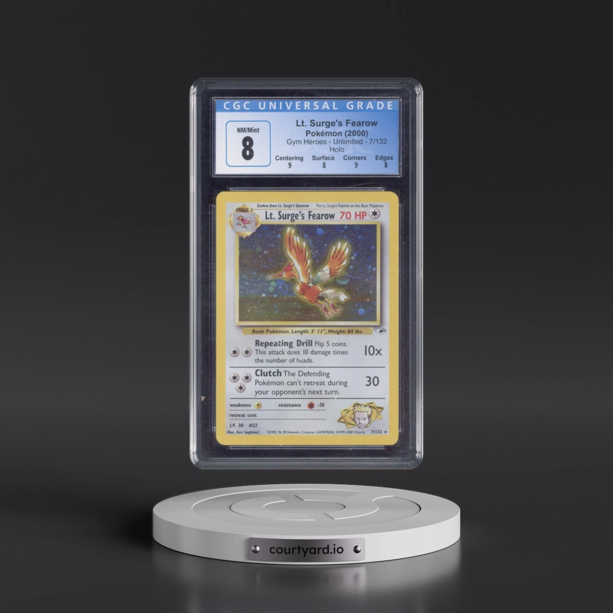 2000 Gym Heroes #7/132 Lt. Surge's Fearow - Holo (CGC 8 NM-MT)