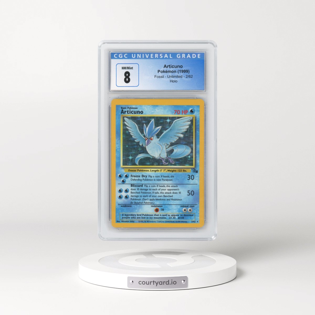 1999 Fossil #2/62 Articuno - Galaxy Star Holo (CGC 8 NM-MT)