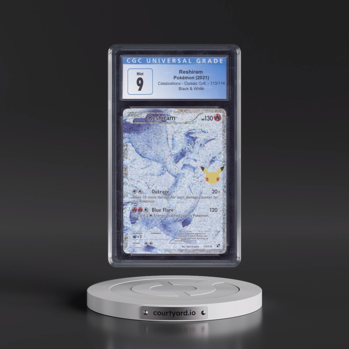 2021 Celebrations - Classic Collection #113/114 Reshiram - Black & White Holo (CGC 9 MINT)