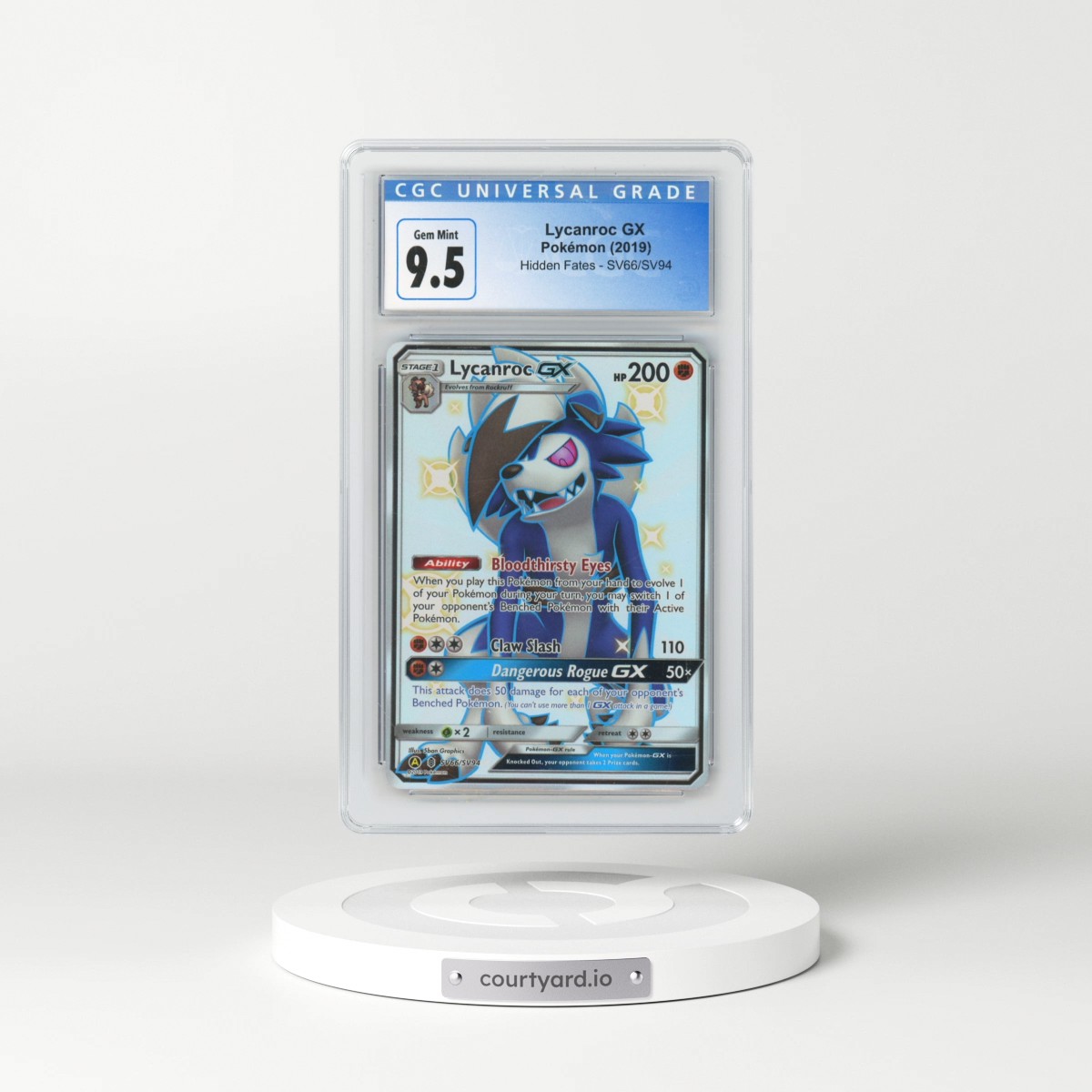 2019 Hidden Fates #SV66/SV94 Lycanroc GX - Holo (CGC 10 GEM MINT)