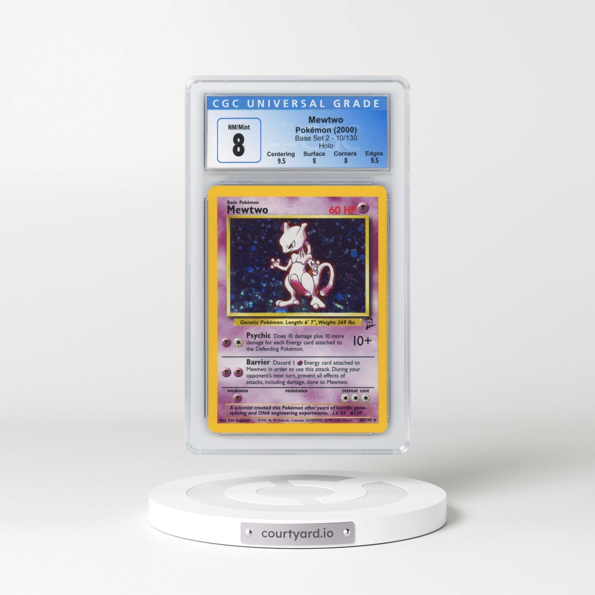 2000 Base Set 2 #10 Mewtwo - Holo (CGC 8 NM-MT)