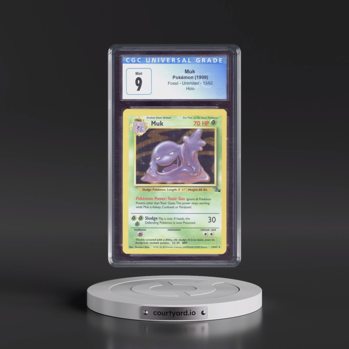 1999 Fossil #13/62 Muk - Galaxy Star Holo (CGC 9 MINT)