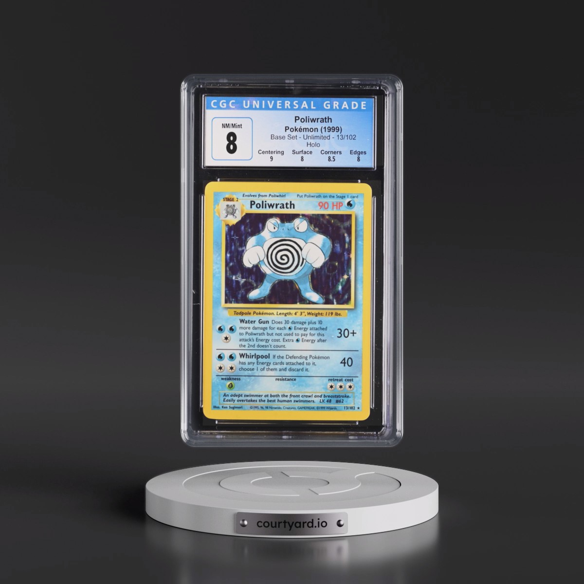 1999 Base Set #13/102 Poliwrath - Holo (CGC 8 NM-MT)