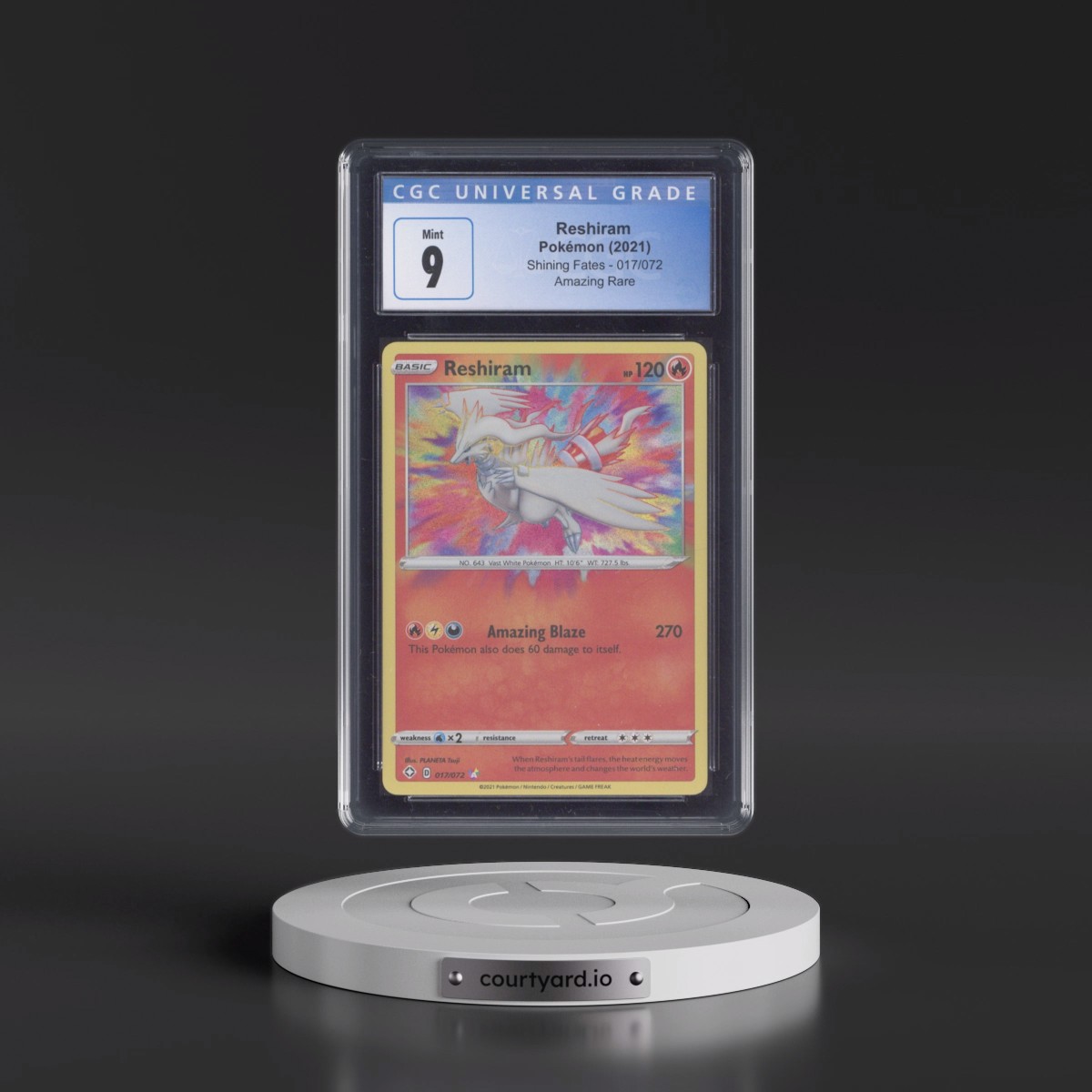 2021 Shining Fates #017/072 Reshiram - Amazing Rare Holo (CGC 9 MINT)