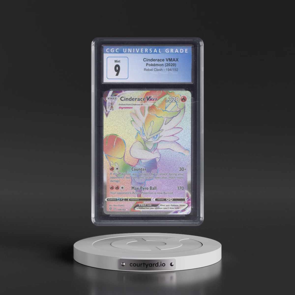 2020 Rebel Clash #194/192 Cinderace VMAX - Rainbow Rare Holo (CGC 9 MINT)
