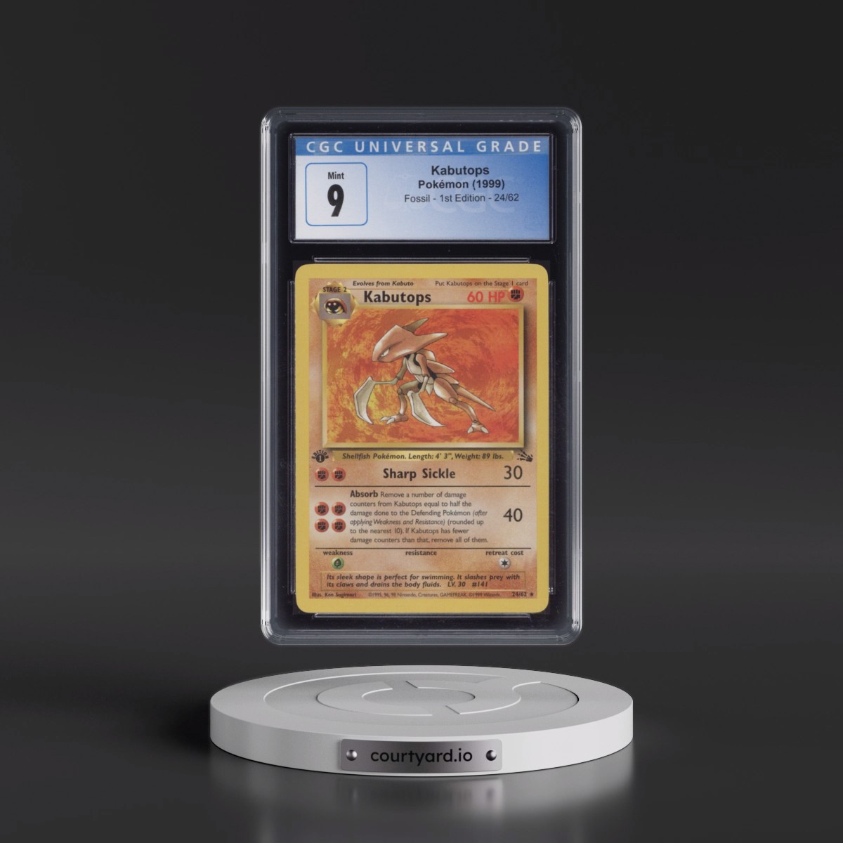 1999 Fossil #24/62 Kabutops - 1st Edition 1st Edition (CGC 9 MINT)
