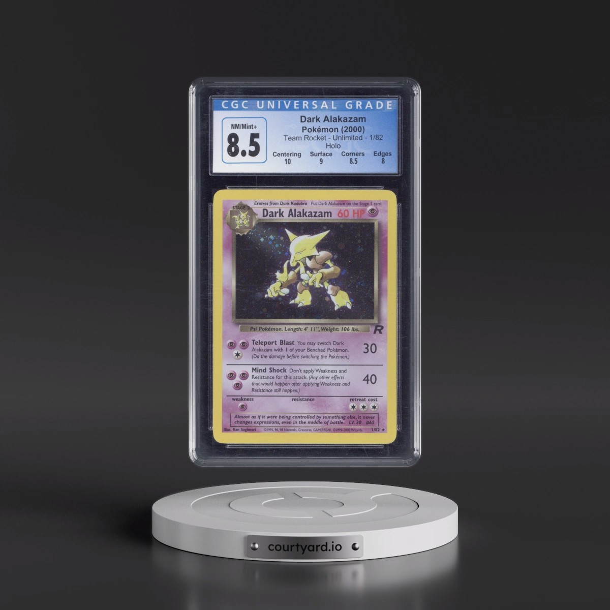 1999 Team Rocket Dark Alakazam - Holo #1/82 CGC 8.5