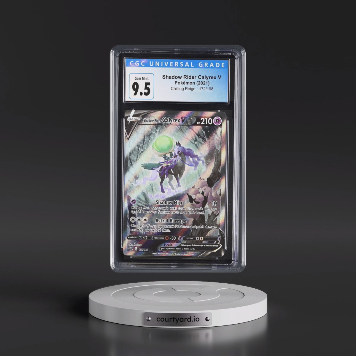 2021 Chilling Reign #172/198 Shadow Rider Calyrex V - Ultra Rare Holo (CGC 10 GEM MINT)