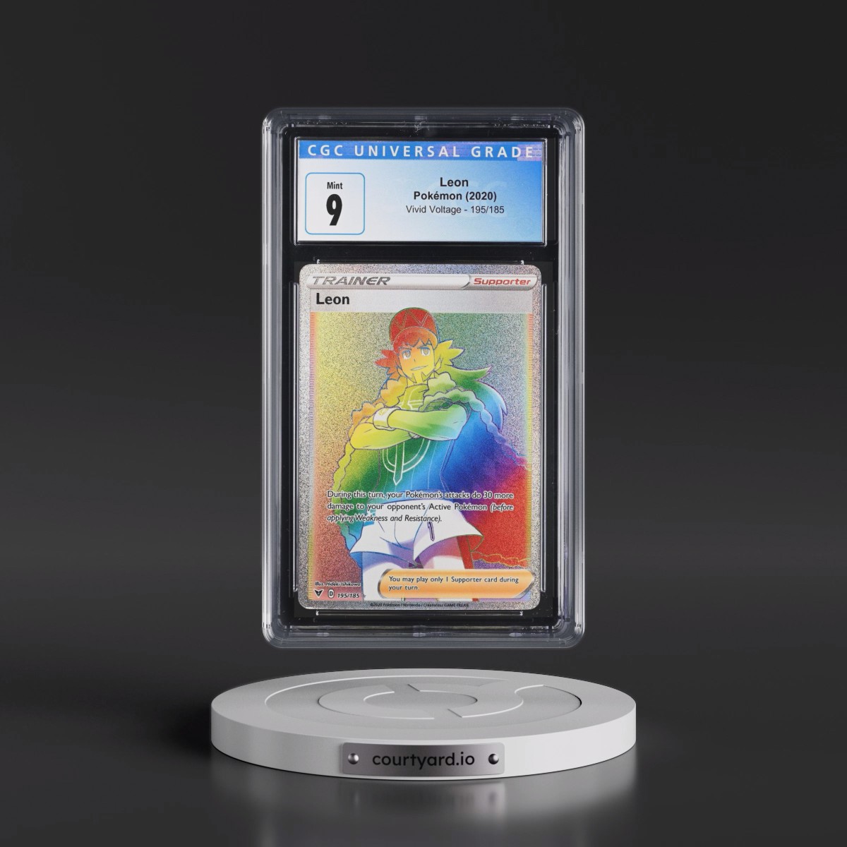 2020 Vivid Voltage #195/185 Leon - Rainbow Rare Holo (CGC 9 MINT)