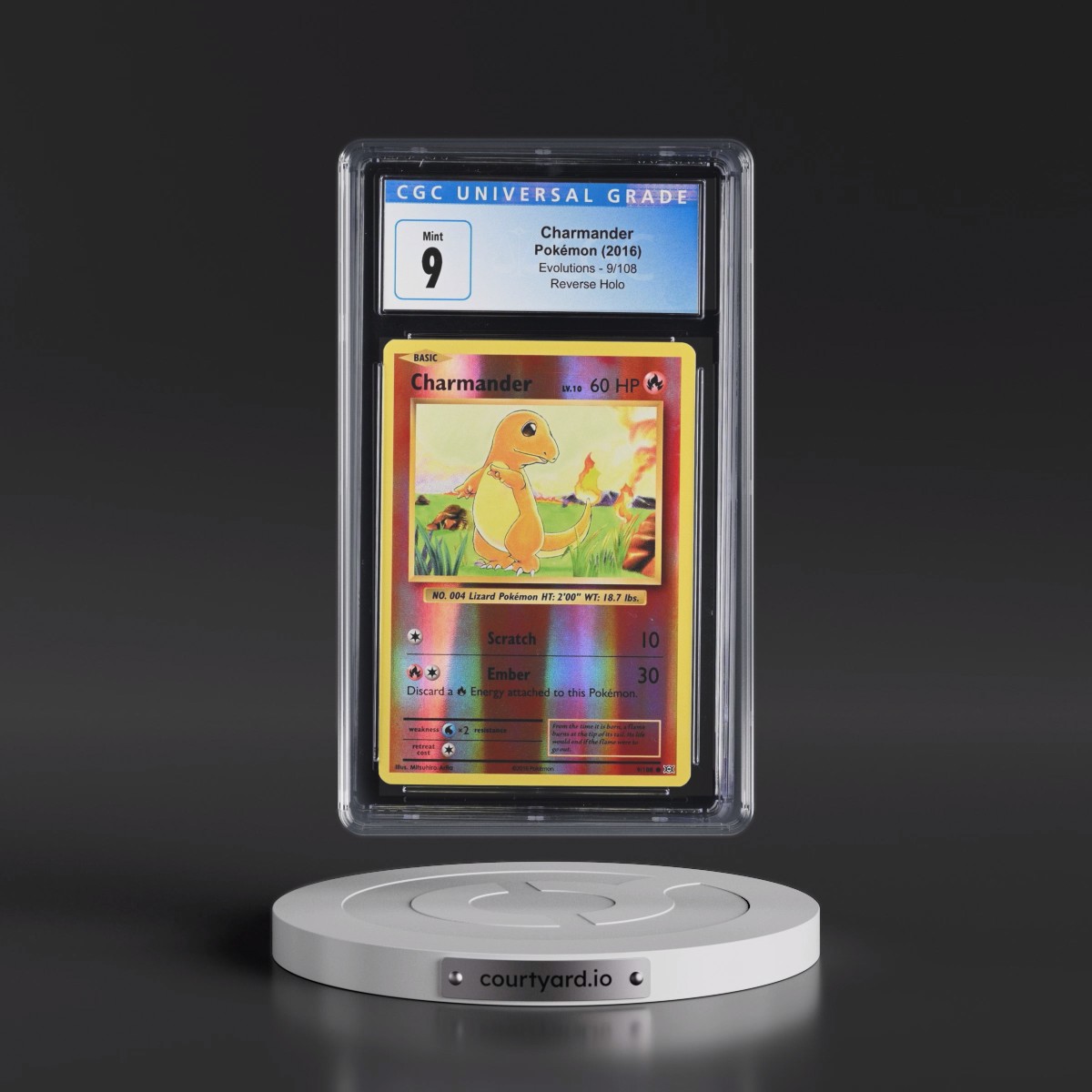 2016 Evolutions #9/108 Charmander - Reverse Holo (CGC 9 MINT)