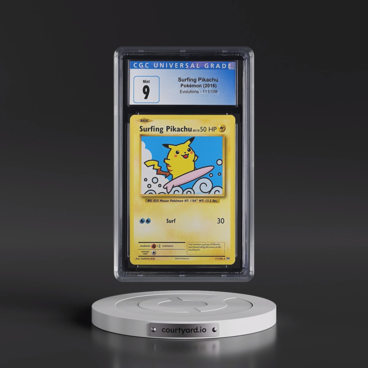 2016 Evolutions #111/108 Surfing Pikachu - Secret Rare (CGC 9 MINT)
