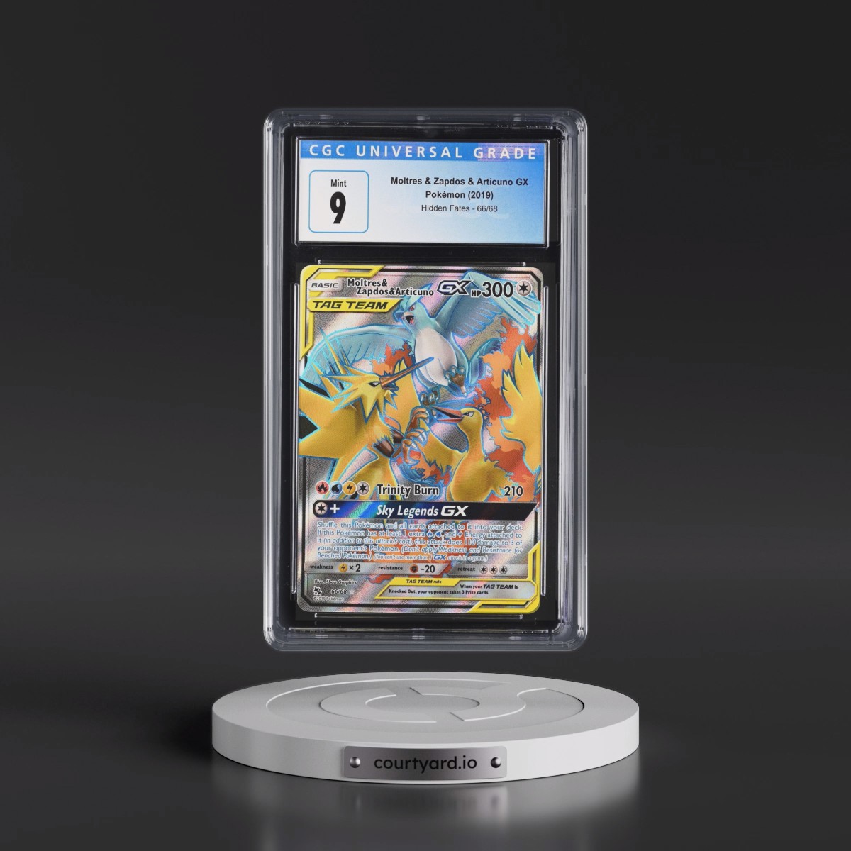 2019 Hidden Fates #66/68 Moltres & Zapdos & Articuno GX - Ultra Rare Holo (CGC 9 MINT)