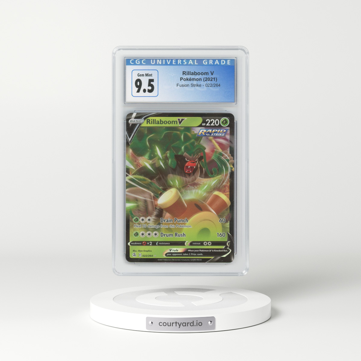 2019 Fusion Strike #022 Rillaboom V - Holo (CGC 10 GEM MINT)