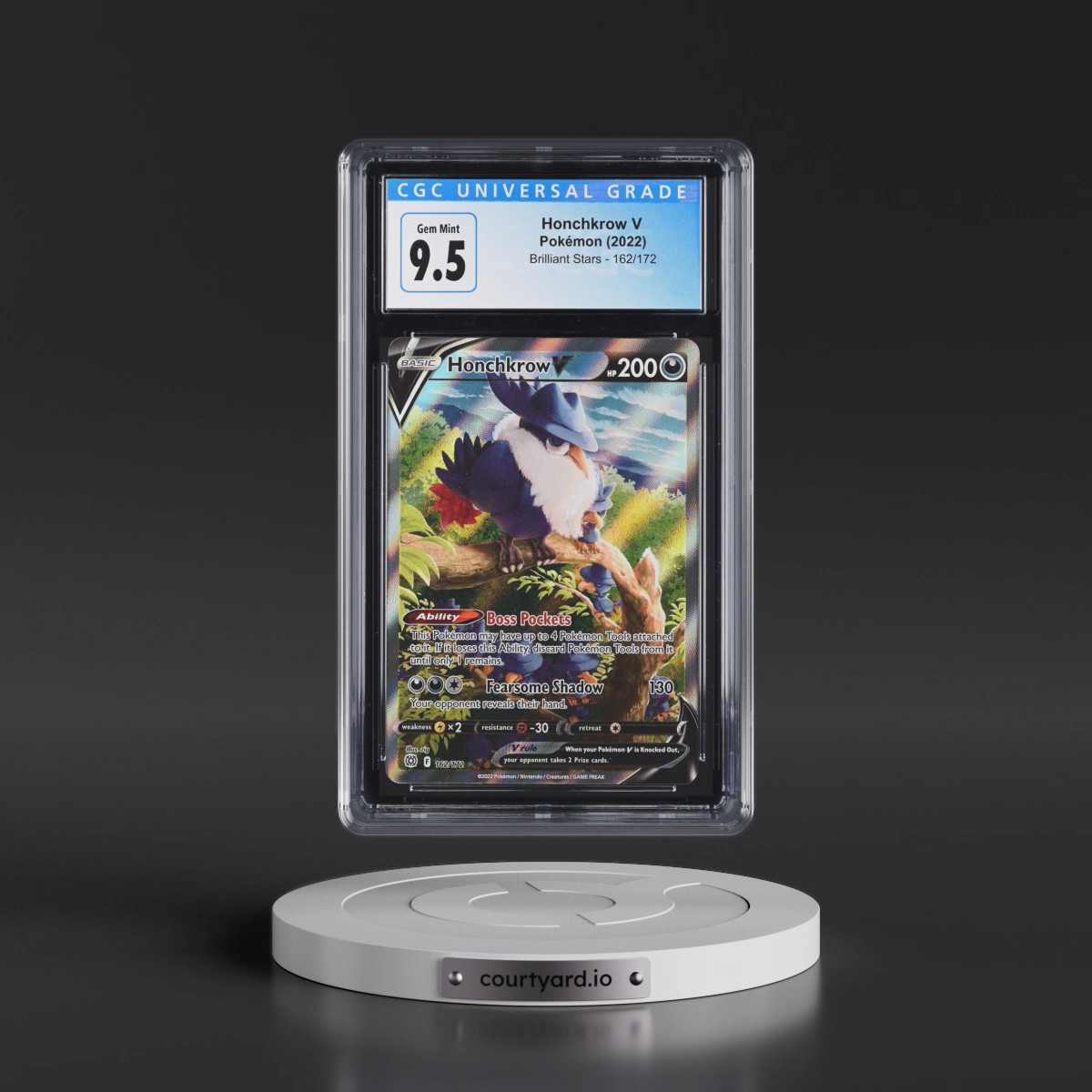 2022 Brilliant Stars #162/172 Honchkrow V - Ultra Rare Holo (CGC 10 GEM MINT)