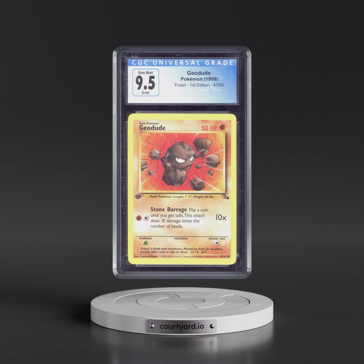 1999 Fossil #47/62 Geodude - 1st Edition 1st Edition (CGC 10 GEM MINT)