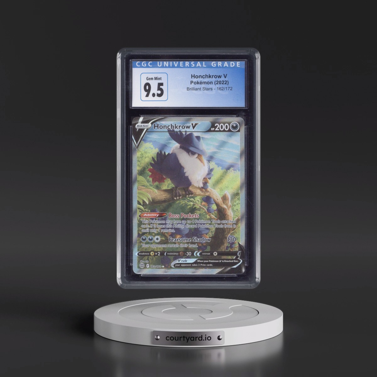 2022 Brilliant Stars #162/172 Honchkrow V - Ultra Rare Holo (CGC 10 GEM MINT)