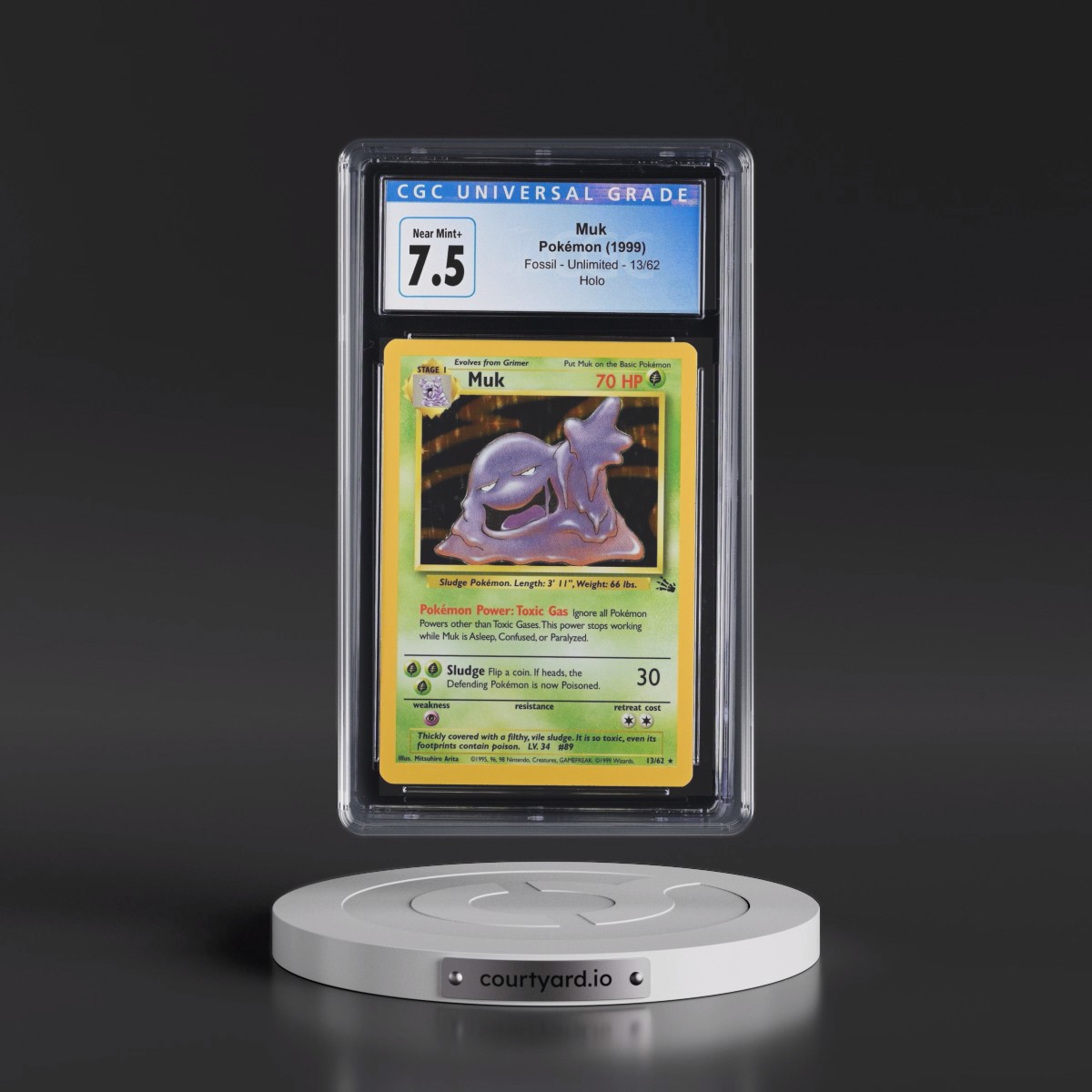 1999 Fossil #13/62 Muk - Galaxy Star Holo (CGC 7.5 NM+)