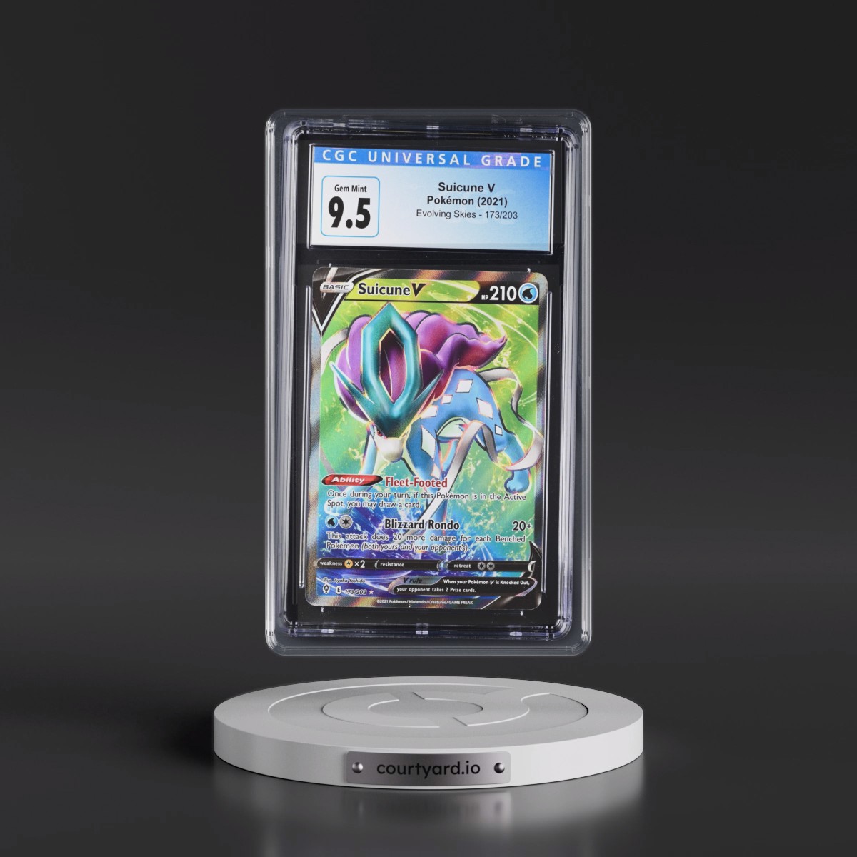 2021 Evolving Skies Suicune V - Ultra Rare Holo #173/203 CGC 10